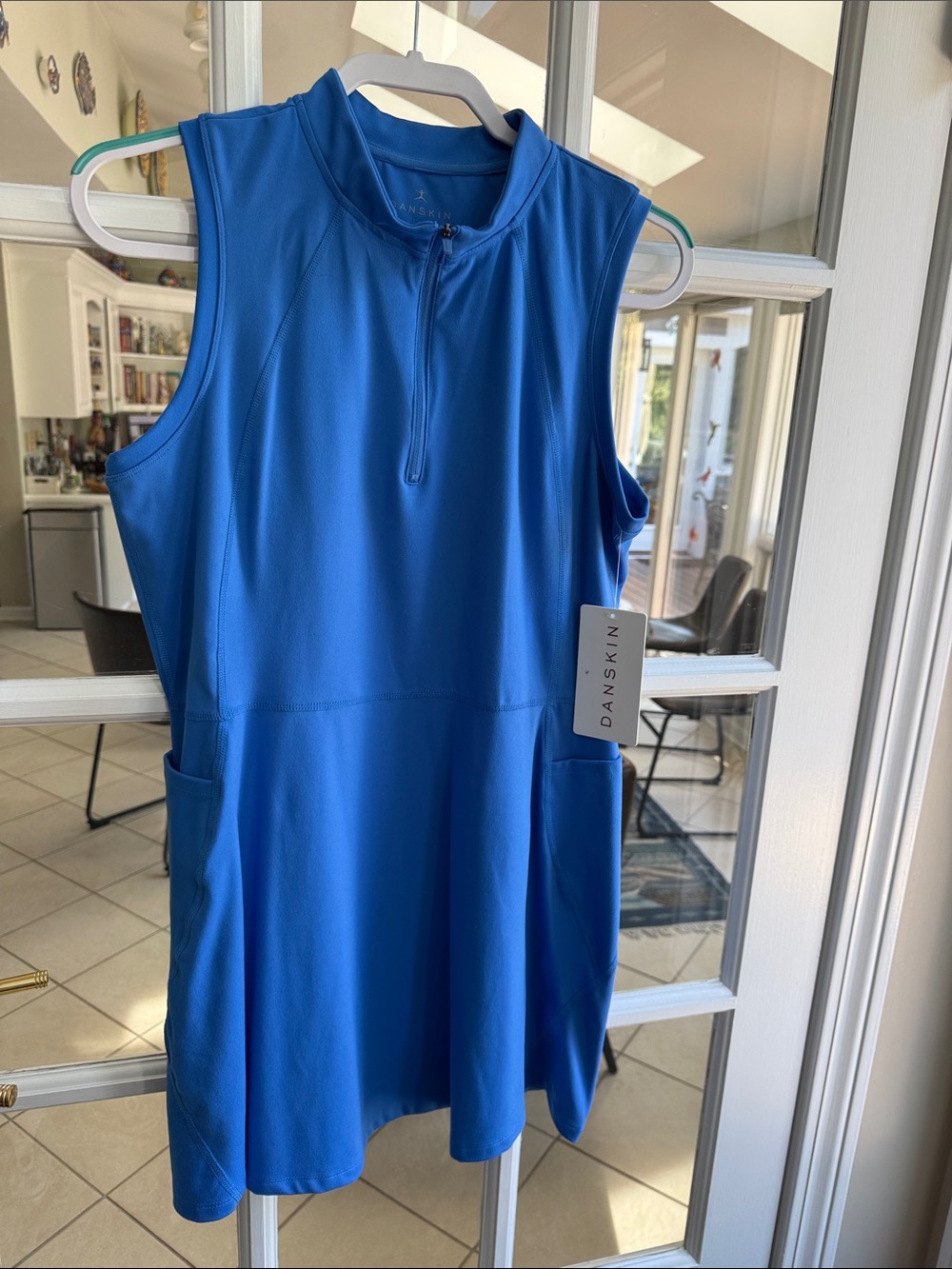 Danskin Royal Blue Sleeveless Active One-Piece with Pockets Size L